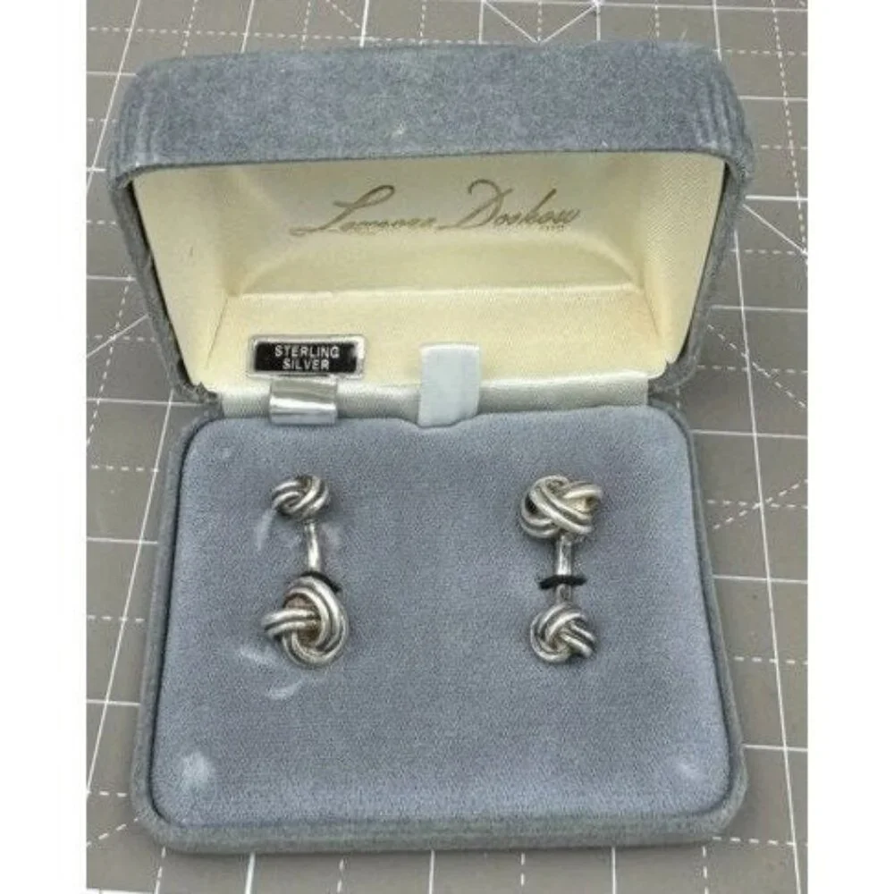 Lenore Doskow Love Knot Sterling Silver Cuff Links Original Box